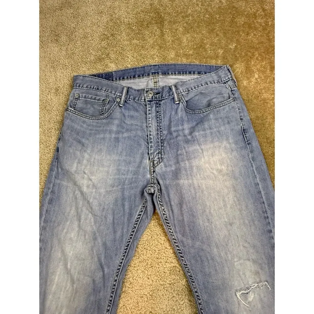 Levi's 559 Jeans Mens 36x30 Distressed Light Wash Denim Straight Leg 2016 A239